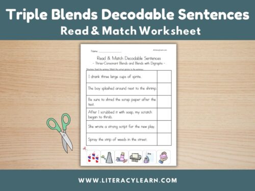Cover image for decodable sentences for words with triple blends.