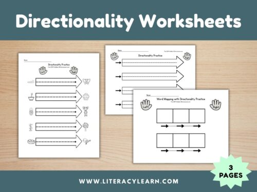 Graphic titled, "Directionality Worksheets."