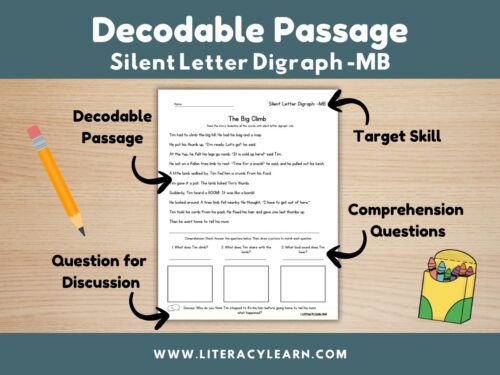 Cover photo showing decodable story for digraph mb.
