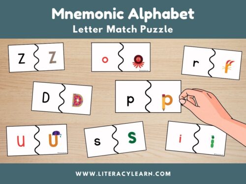 Graphic showing alphabet match puzzles for capital and lowercase letters.