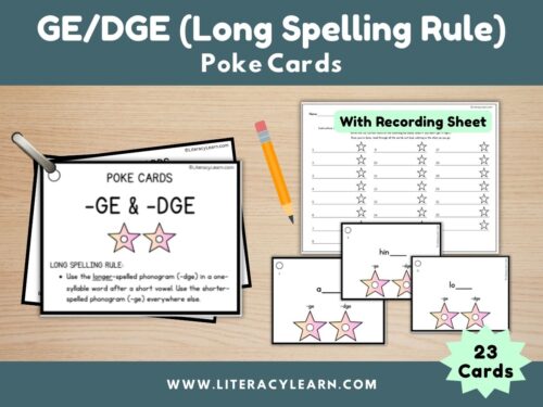 Cover showing POKE cards for ge-dge long spelling rule.