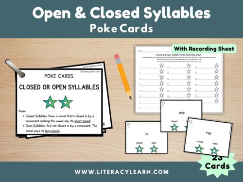 Graphic showing graphic showing open and closed POKE cards and recording sheet.