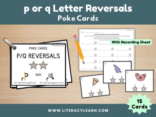 Graphic showing graphic showing p or Q POKE cards and recording sheet.