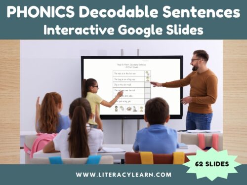 Graphic titled, "Phonics Decodable Sentences: Interactive Google Slides."