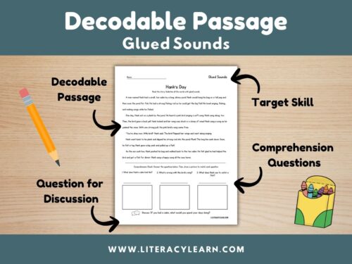 Cover for decodable story for glued sounds.