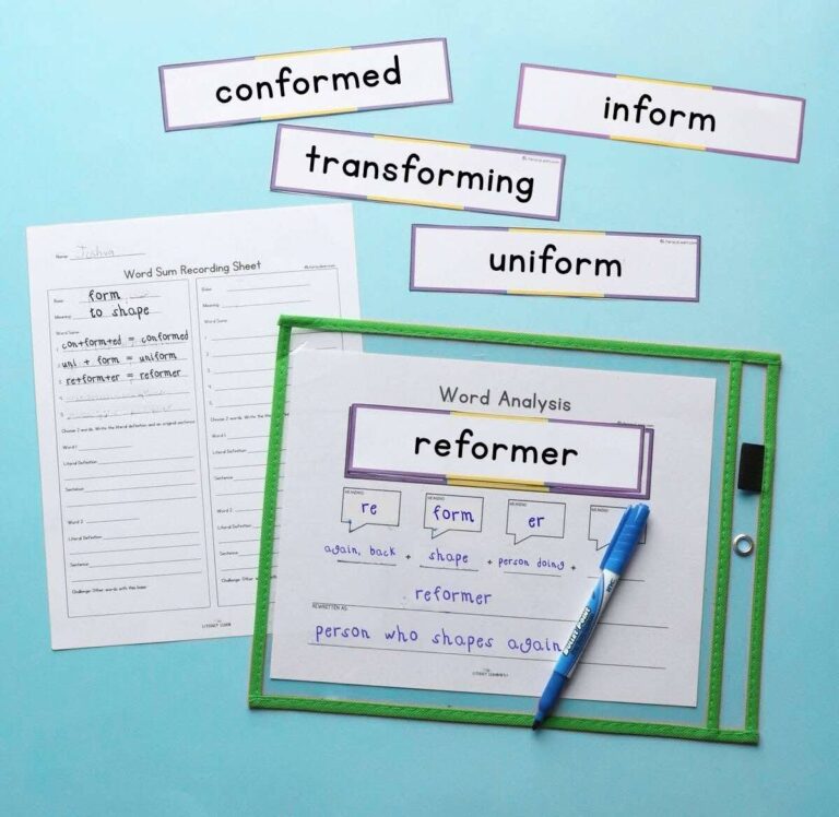 Photo of Latin base word sum activity.