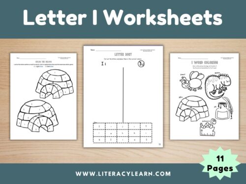 Cover showing letter I worksheets.