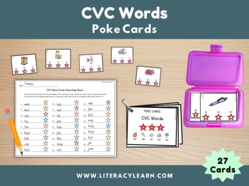 Poke Task Cards: CVC Words
