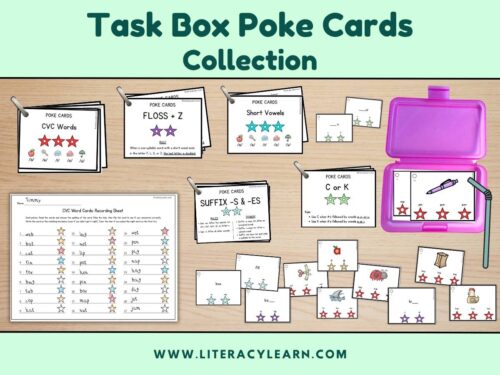 Graphic showing task card poke cards collection.