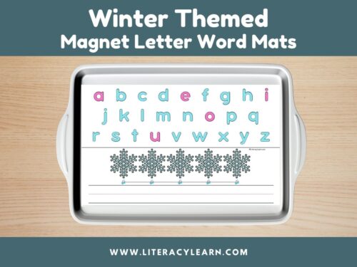 Cover showing December holiday theme magnet letter word mats.