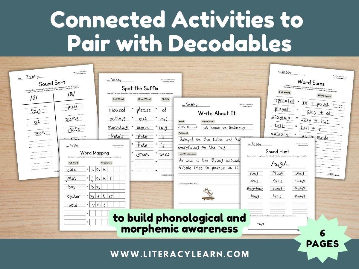 Cover showing connected activities to pair with decodables.
