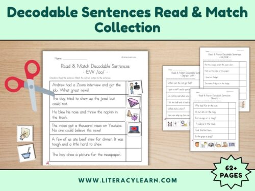 Cover showing decodable sentences read and match collection.