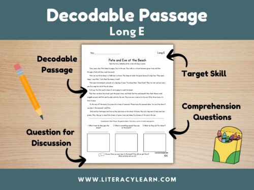 Cover showing decodable story for long E words.