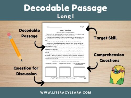 Cover showing decodable story for long I words.