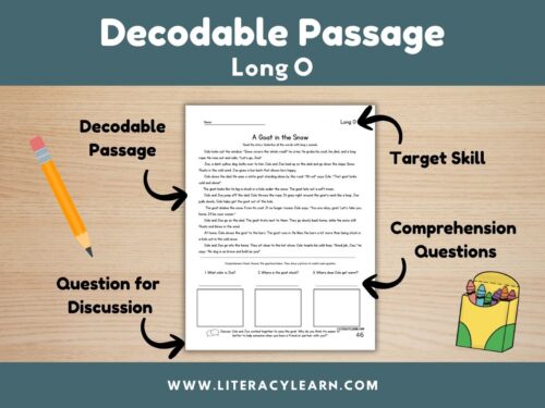 Cover showing decodable story for long O words.