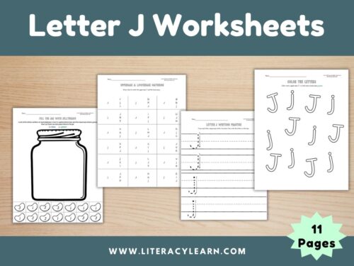 Cover showing Letter J worksheets.