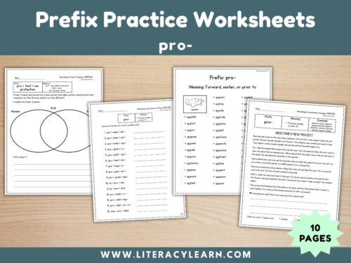Cover for prefix pro- worksheets.