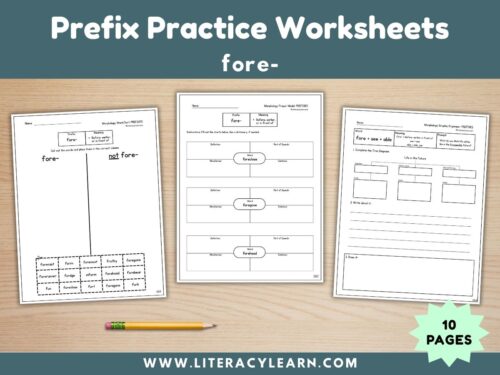Cover for prefix fore- worksheets.
