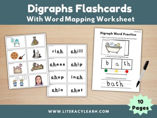 Cover showing digraphs word mapping cards for orthographic mapping.