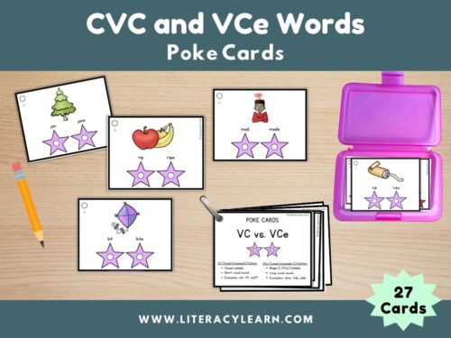 Poke Task Cards: VC vs. VCe Words