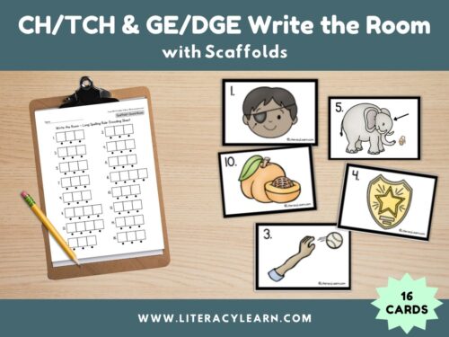 Cover showing the ge/dge and ch/tch write the room activity.