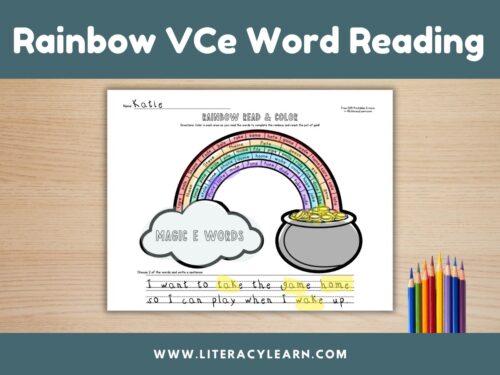 Cover showing a rainbow worksheet for VCe words.