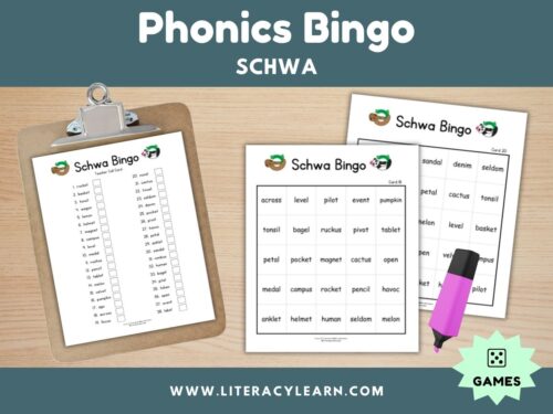 Cover photo showing schwa bingo game.