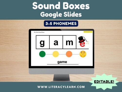 Graphic titled, "Sound Boxes: Google Slides."