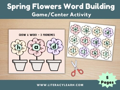Cover photo showing spring flowers word building activity.