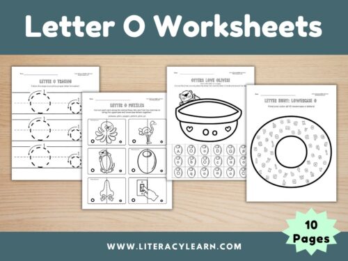 Cover showing short O letter worksheets.