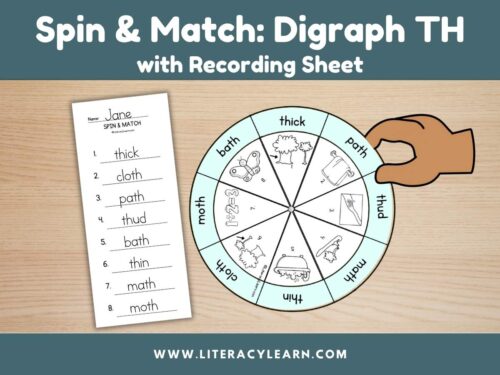 Graphic titled, "Spin and Match: Digraph TH."