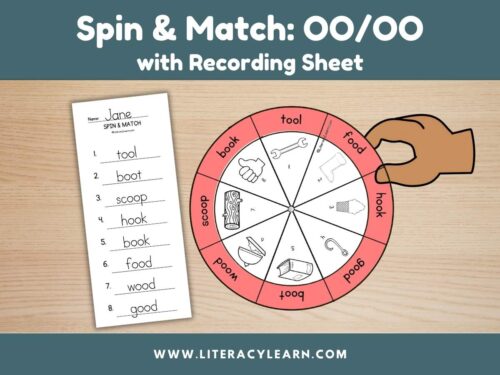 Graphic titled, "Spin & match oo/oo with recording sheet."