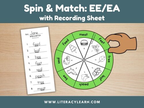 Graphic titled, "Spin and Match: EE/EA with recording sheet."
