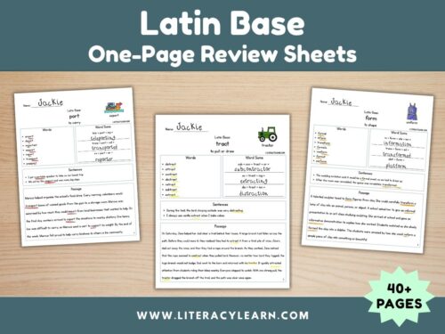 Cover photo showing the Latin base one-page review sheets.