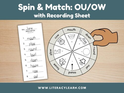 Graphic titled, "Spin and Match: OU/OW with recording sheet."