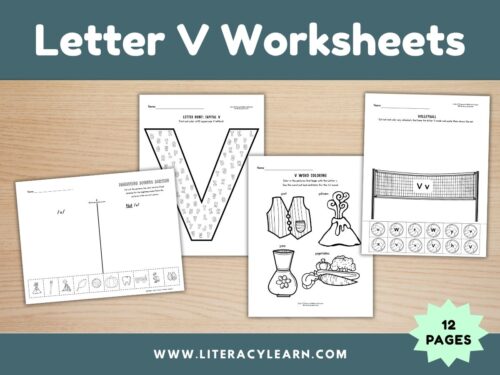 Cover showing Letter V worksheets.