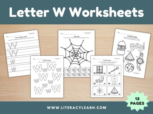 Cover showing Letter W worksheets.