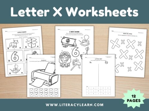 Cover showing the Letter X worksheets.