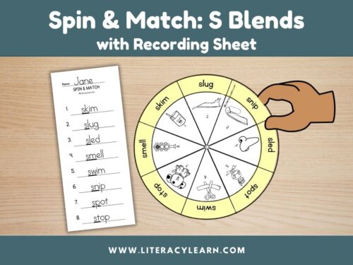 Cover graphic titled, "Spin & Match: S Blends with recording sheet."