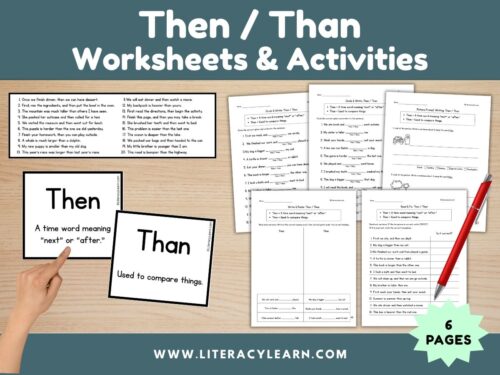 Then/Than Worksheets and Activities