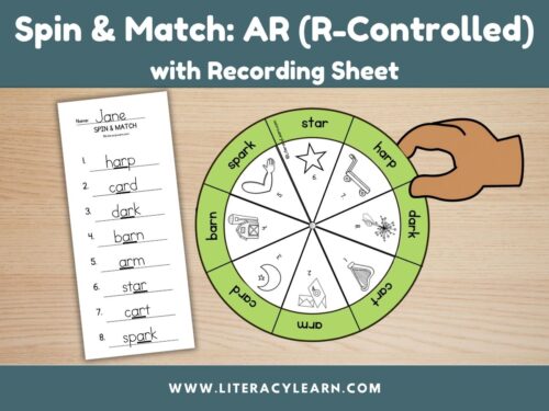 Cover graphic titled, "Spin & Match: AR r-controlled with recording sheet."