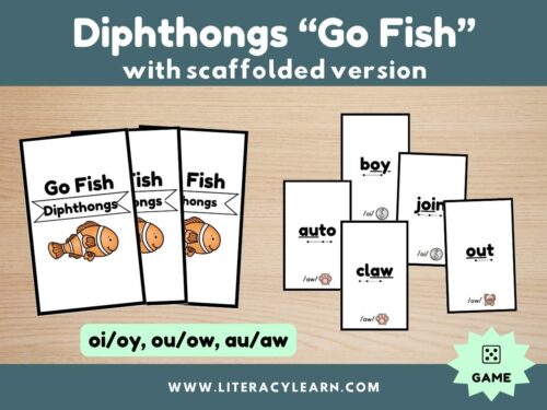 Cover graphic showing diphthong go-fish game.