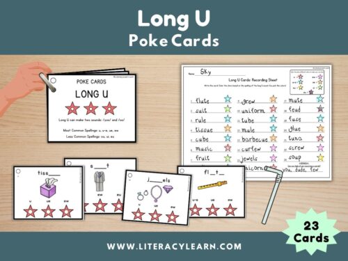 Graphic titled, "Long U Task cards."