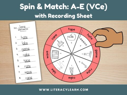 Cover graphic titled, "Spin & Match: a-e (VCe) with recording sheet."