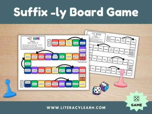 Cover graphic showing the color and black and white suffix -ly board games.