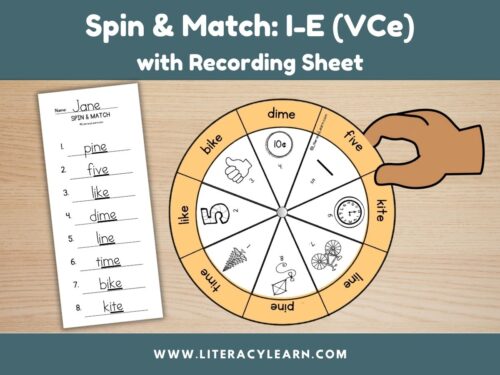 Cover graphic titled, "Spin & Match: i-e (VCe) with recording sheet."