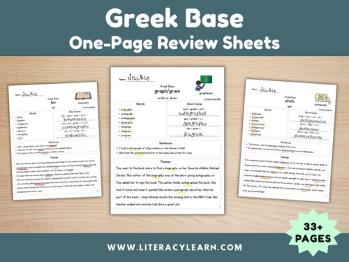 Greek Base One-Page Review Worksheets