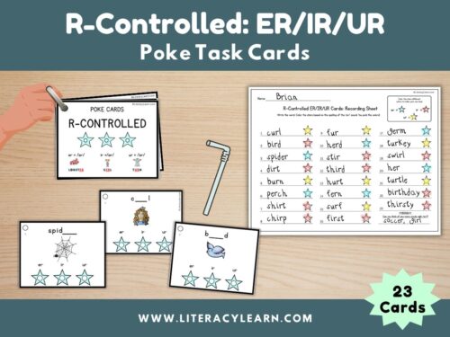 Cover showing the task cards activity for r-controlled er, ir, ur.
