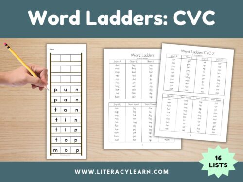 Cover graphic showing word ladders for CVC Words.