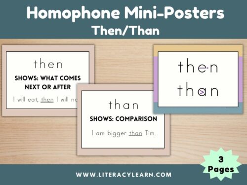 Homophones Mini-Posters: Then/Than